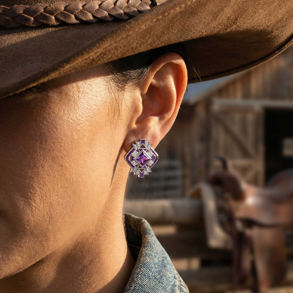 Chief's Crown Earrings - Amethyst - Serene Western