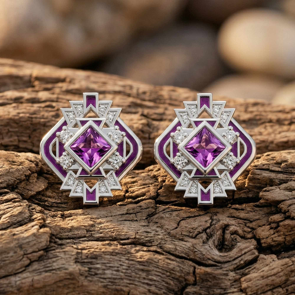 Chief's Crown Earrings - Amethyst - Serene Western