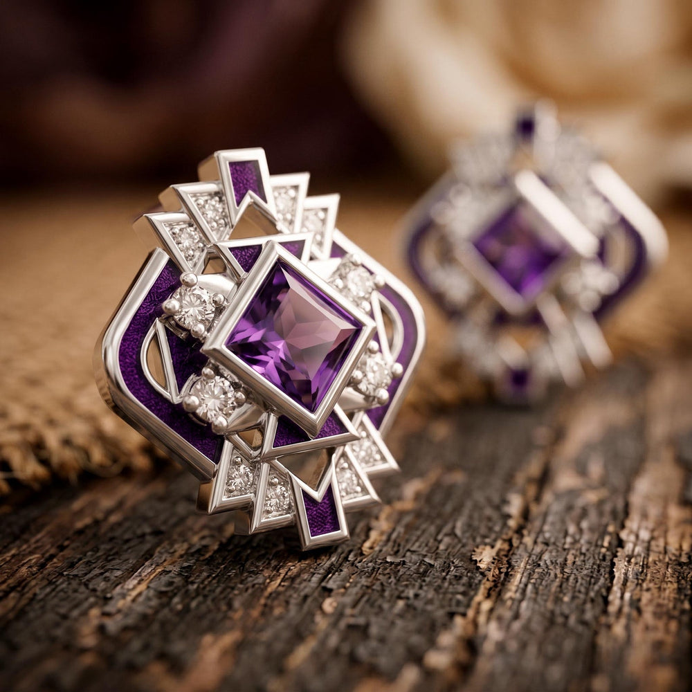 Chief's Crown Earrings - Amethyst - Serene Western