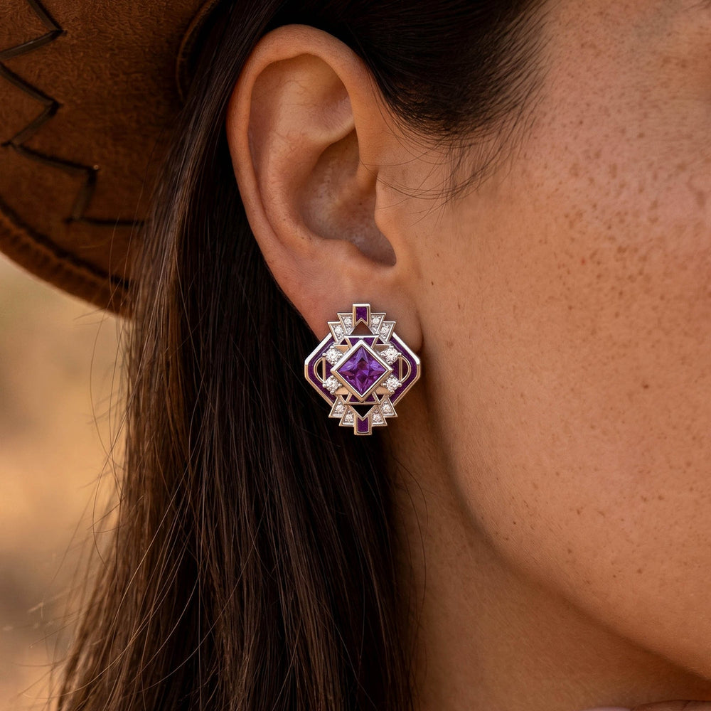 Chief's Crown Earrings - Amethyst - Serene Western