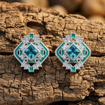 Chief's Crown Earrings - Aquamarine - Serene Western