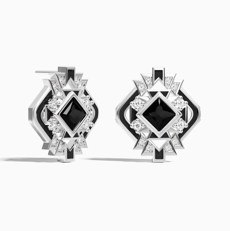 Chief's Crown Earrings - Black Onyx - Serene Western