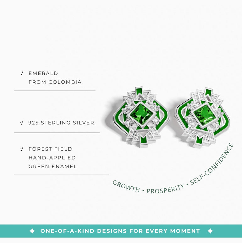 Chief's Crown Earrings - Emerald - Serene Western
