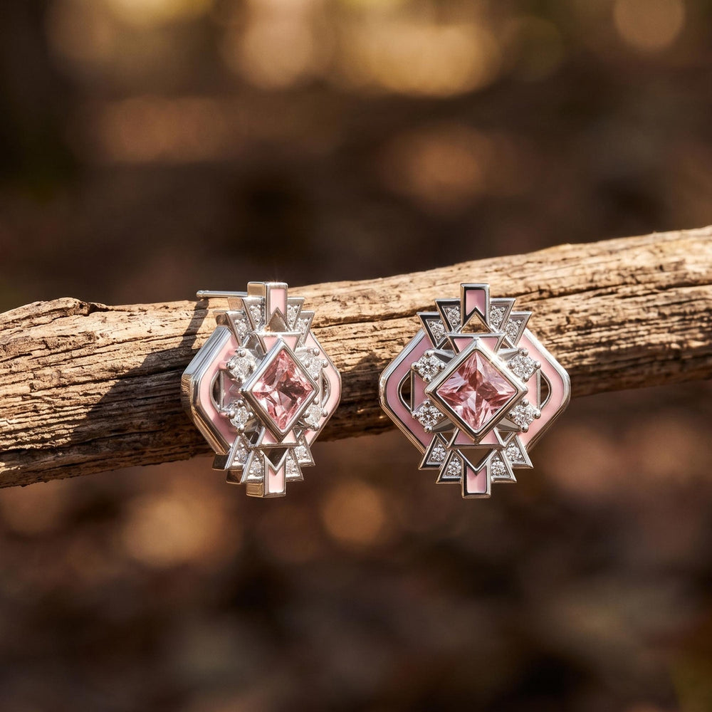 Chief's Crown Earrings - Rose Quartz - Serene Western