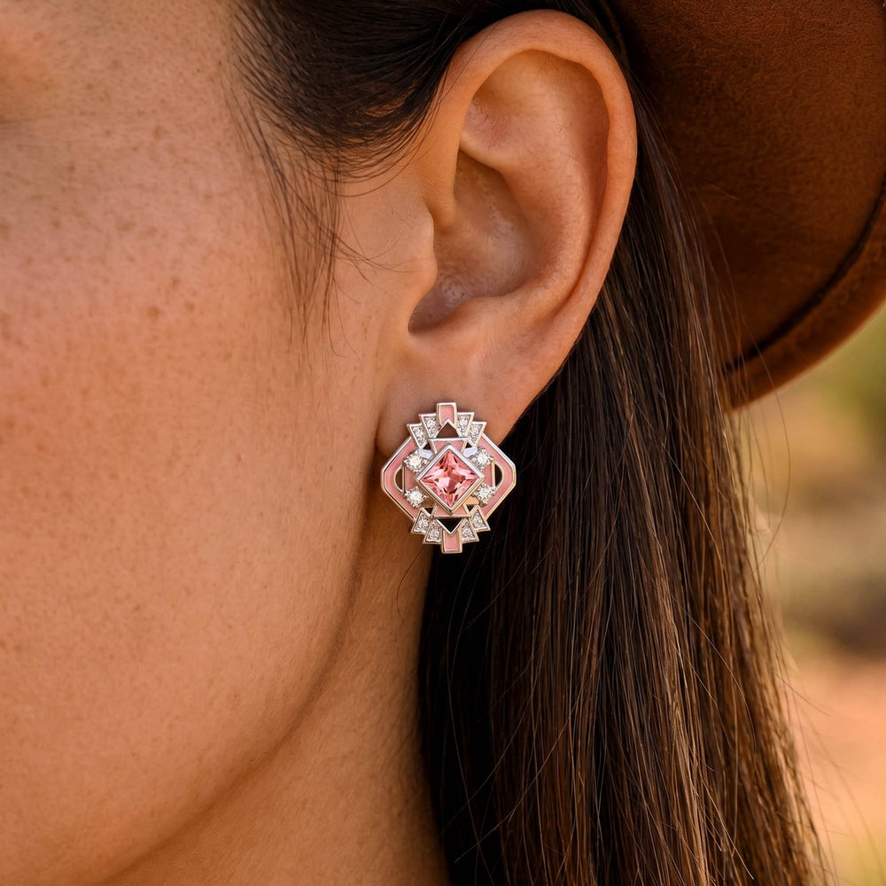 Chief's Crown Earrings - Rose Quartz - Serene Western