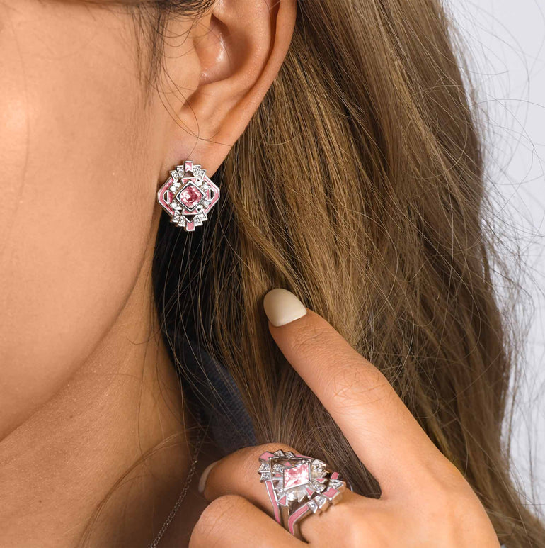 Chief's Crown Earrings - Rose Quartz - Serene Western