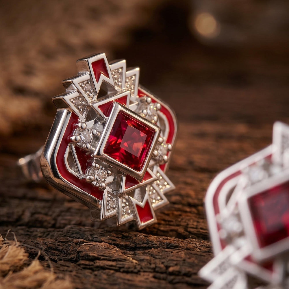 Chief's Crown Earrings - Ruby - Serene Western