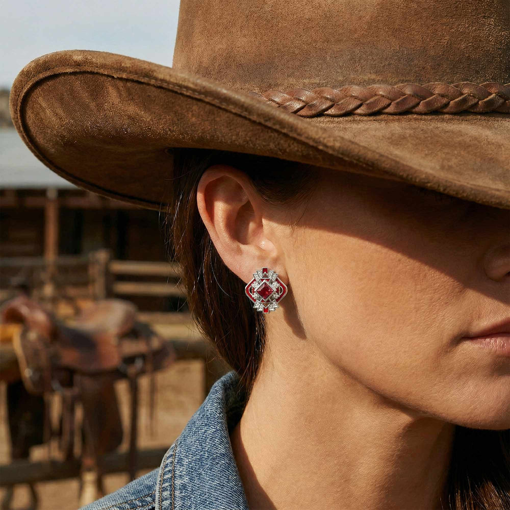 Chief's Crown Earrings - Ruby - Serene Western