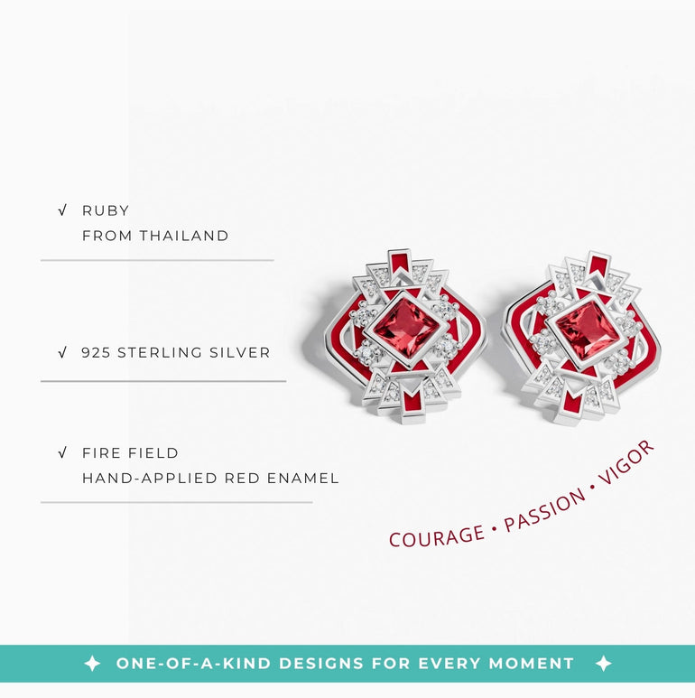 Chief's Crown Earrings - Ruby - Serene Western