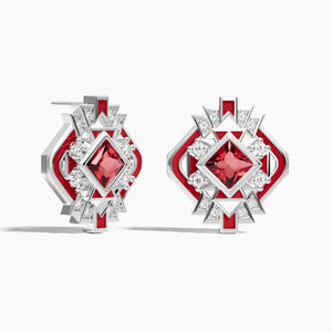 Chief's Crown Earrings - Ruby - Serene Western