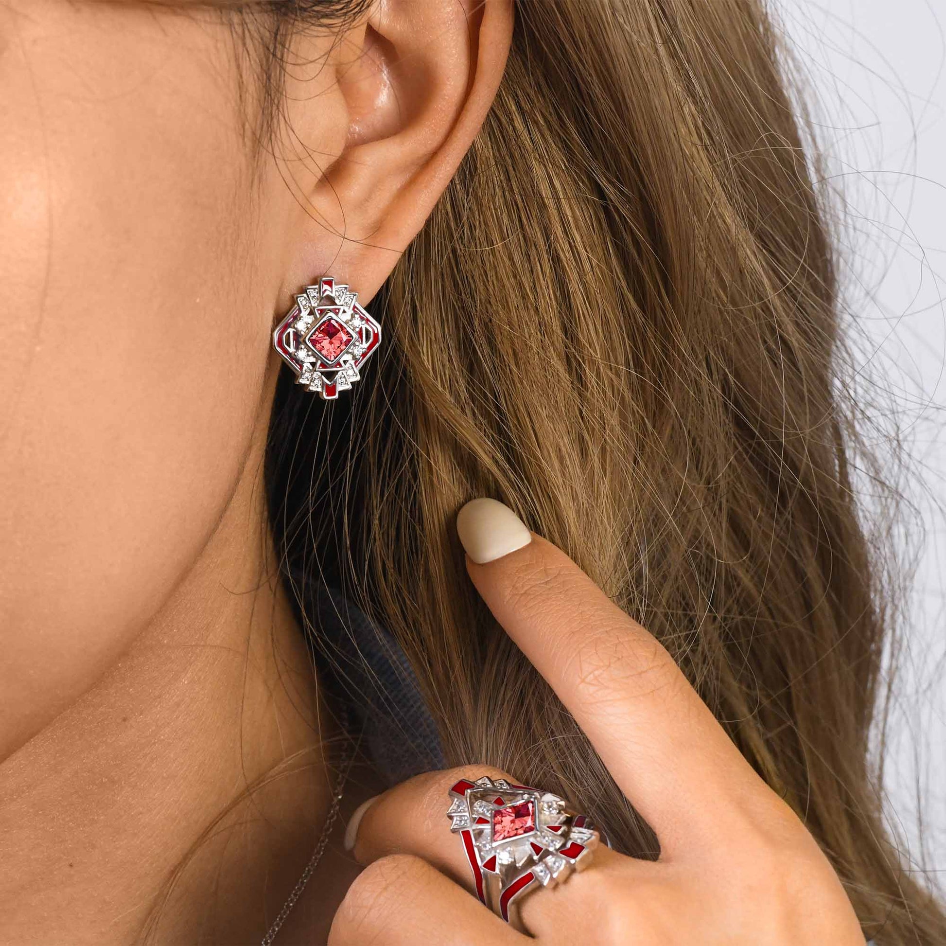Chief's Crown Earrings - Ruby - Serene Western