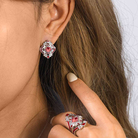 Chief's Crown Earrings - Ruby - Serene Western