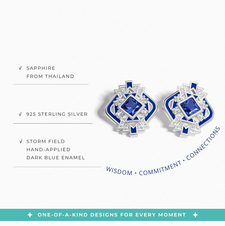 Chief's Crown Earrings - Sapphire - Serene Western