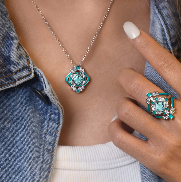 Chief's Crown Necklace - Aquamarine - Serene Western