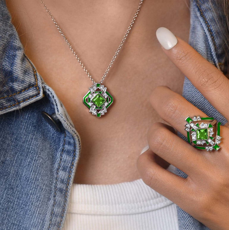 Chief's Crown Necklace - Emerald - Serene Western