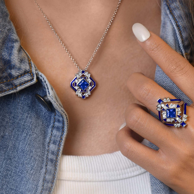 Chief's Crown Necklace - Sapphire - Serene Western