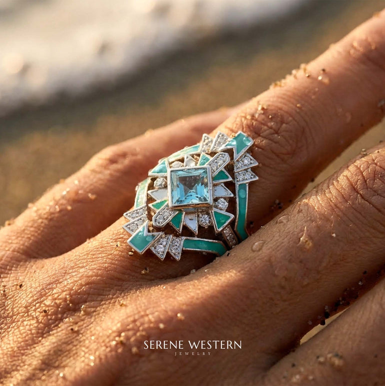 Chief's Crown Ring - Aquamarine - Serene Western