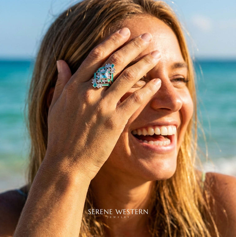 Chief's Crown Ring - Aquamarine - Serene Western