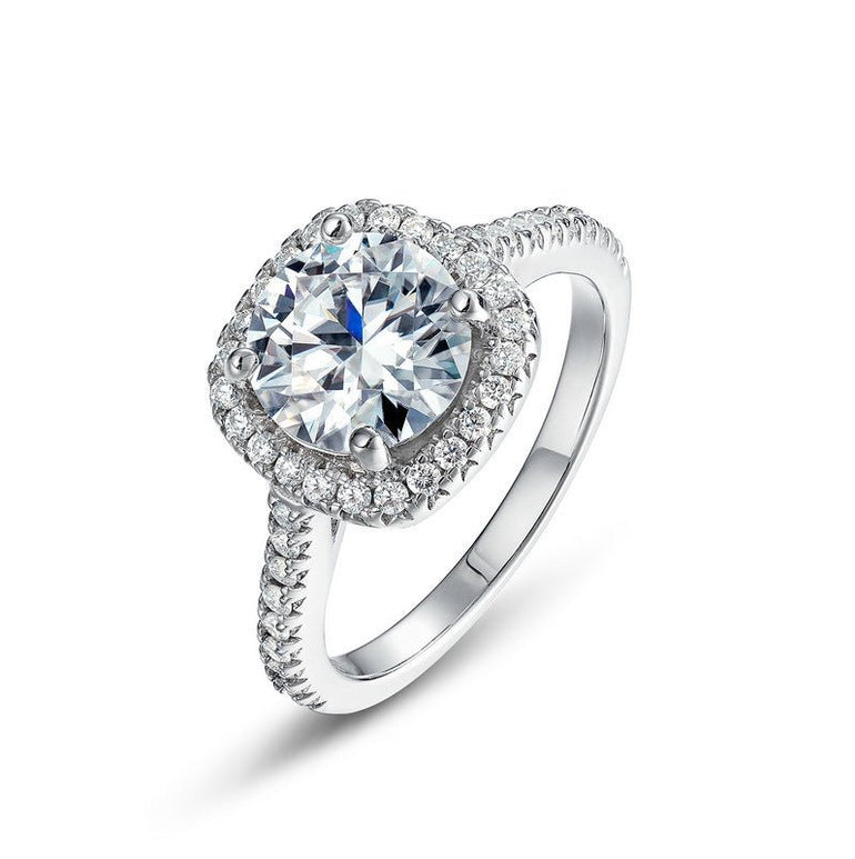 Classic Cushion Cut Halo Ring - Moissanite - Serene Western