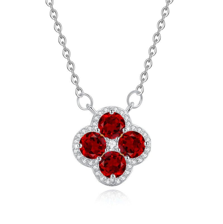 Clover Bloom Necklace - Garnet - Serene Western