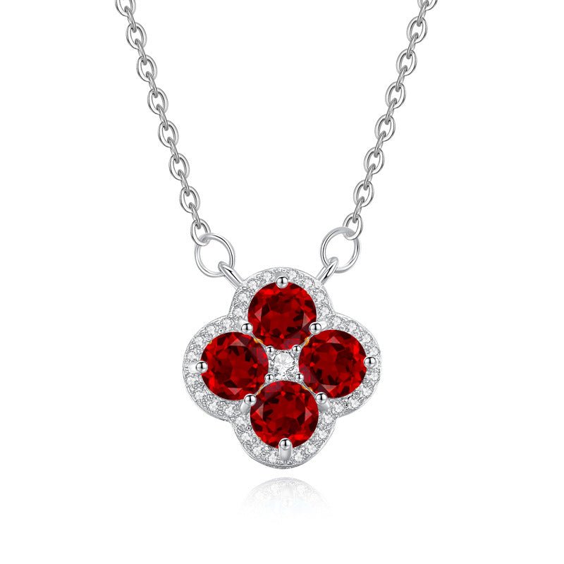 Clover Bloom Necklace - Garnet - Serene Western