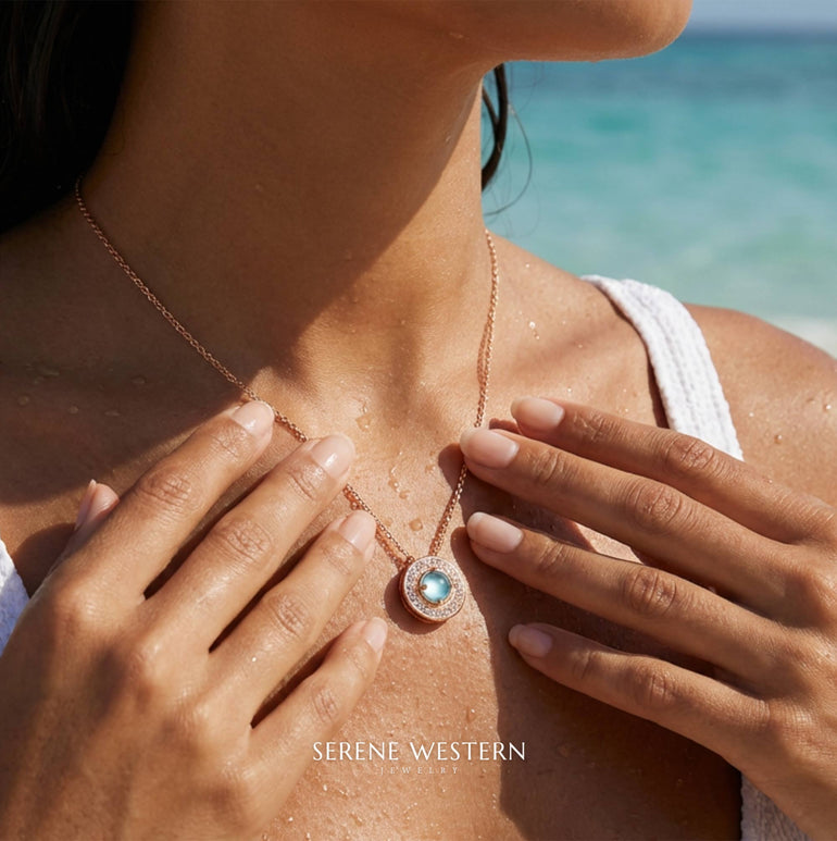 Competitive Spirit Necklace - Aquamarine - Serene Western