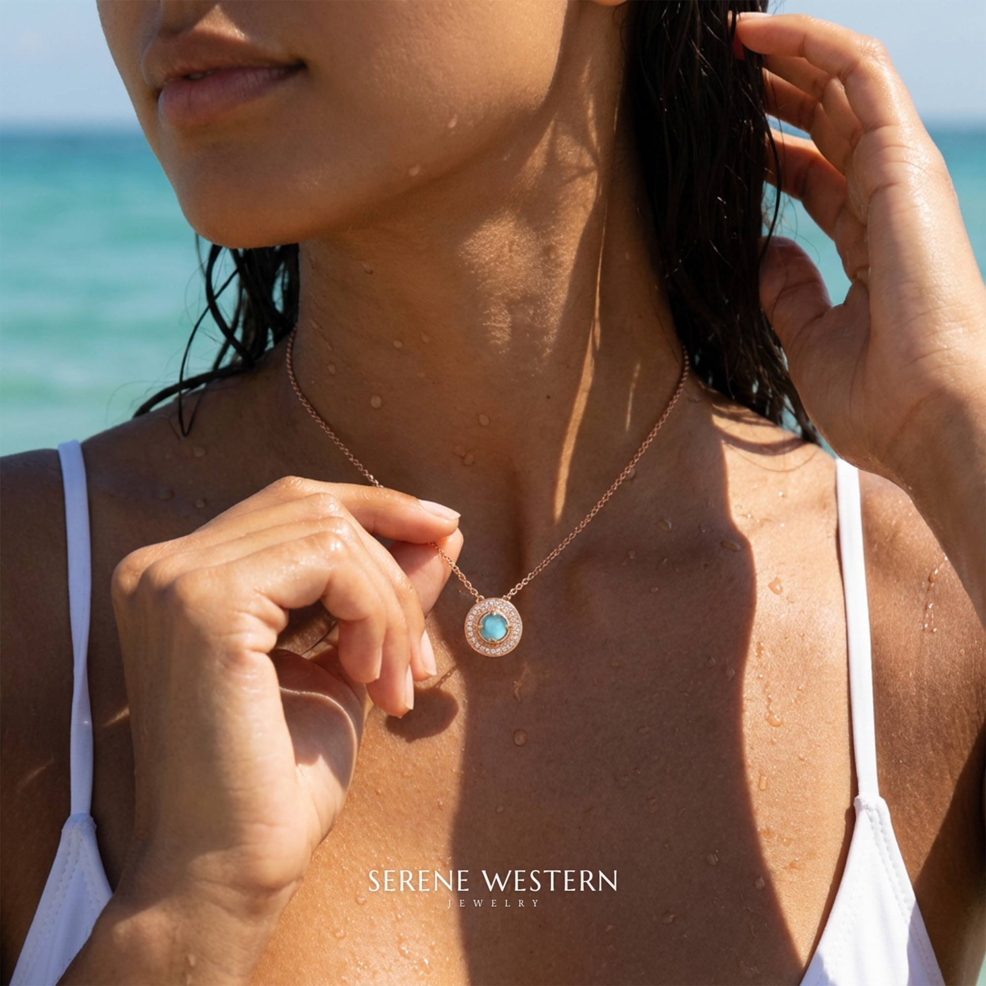 Competitive Spirit Necklace - Aquamarine - Serene Western