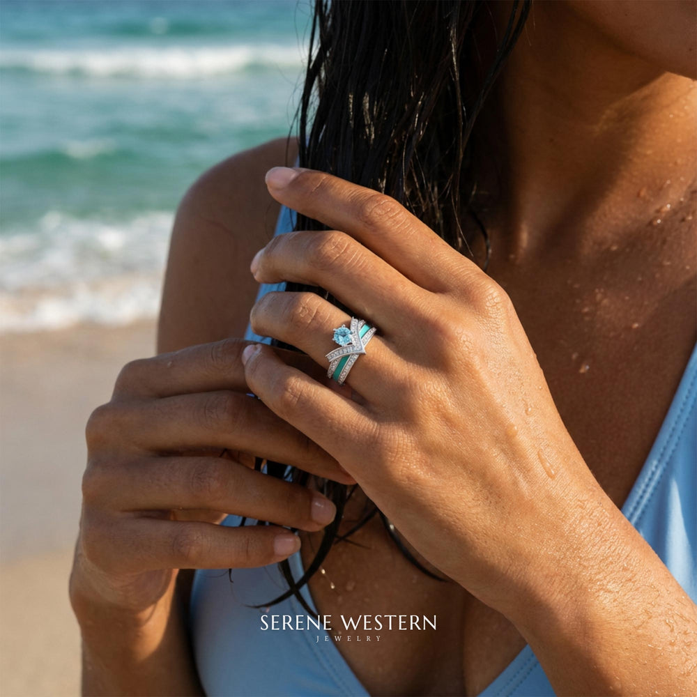 Crowned Noble Ring - Aquamarine - Serene Western