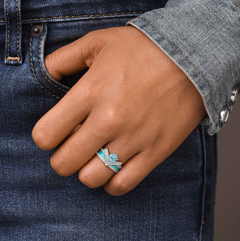 Crowned Noble Ring - Aquamarine - Serene Western