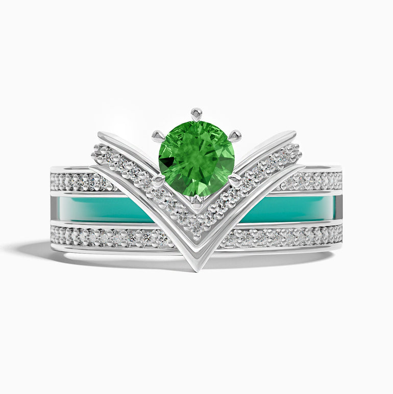 Crowned Noble Ring - Emerald - Serene Western