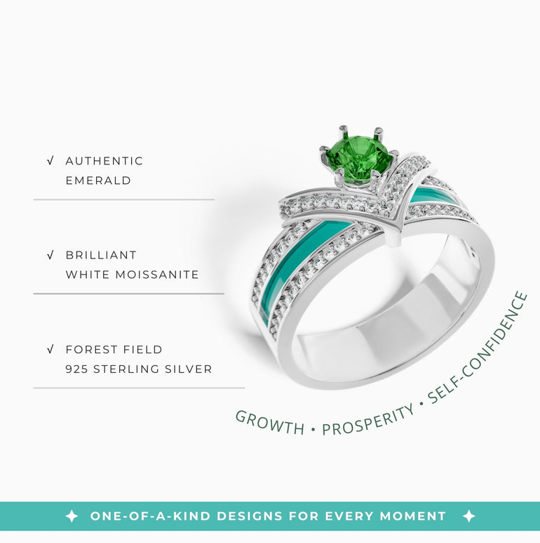 Crowned Noble Ring - Emerald - Serene Western