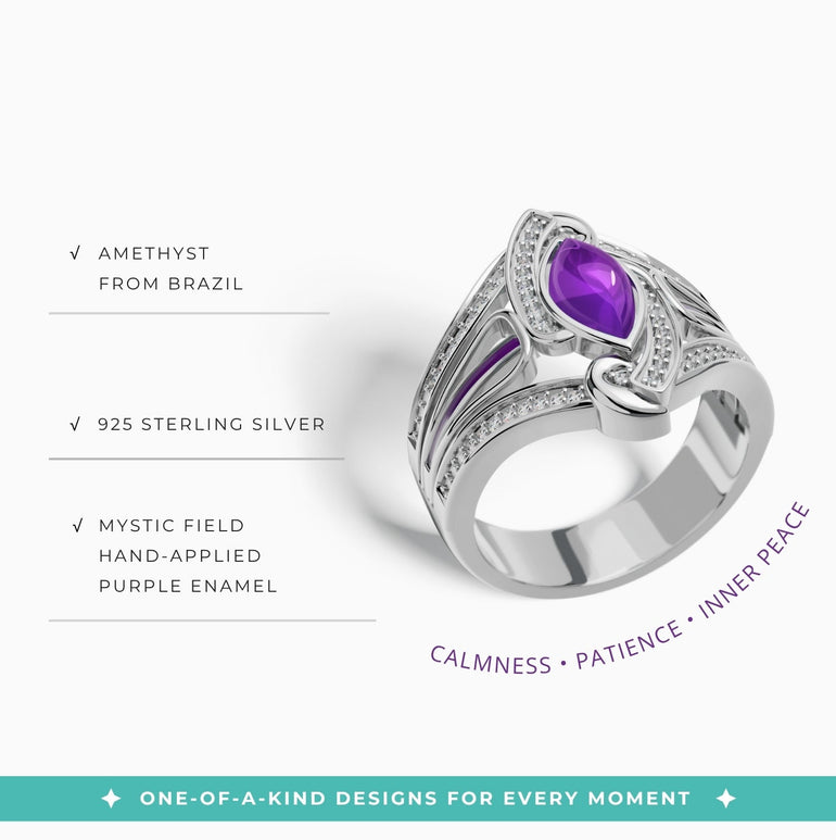 Cyclone Boomerang Ring - Amethyst - Serene Western