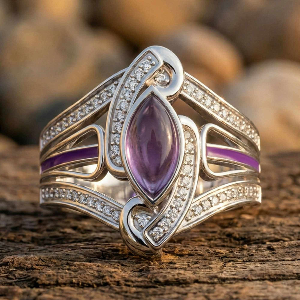 Cyclone Boomerang Ring - Amethyst - Serene Western