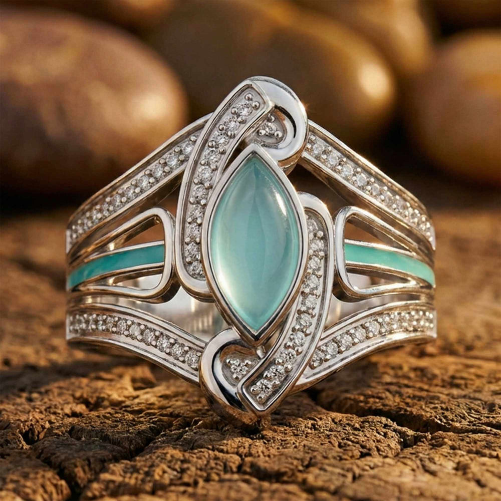 Cyclone Boomerang Ring - Aquamarine - Serene Western