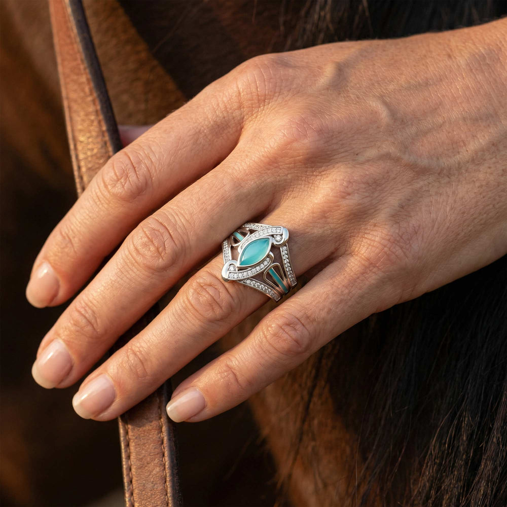 Cyclone Boomerang Ring - Aquamarine - Serene Western