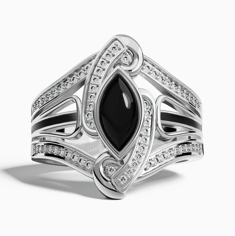 Cyclone Boomerang Ring - Black Onyx - Serene Western