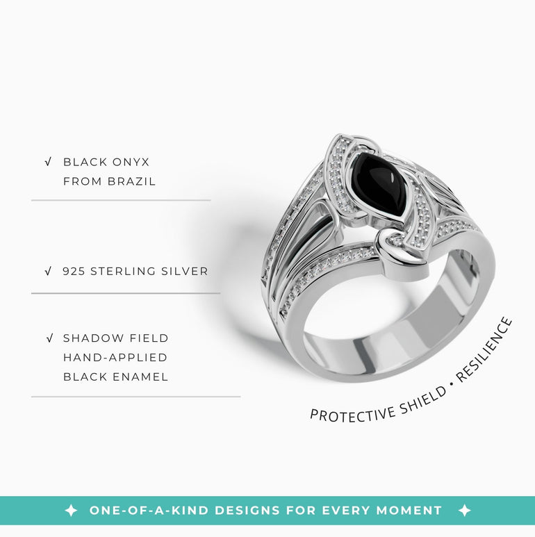 Cyclone Boomerang Ring - Black Onyx - Serene Western