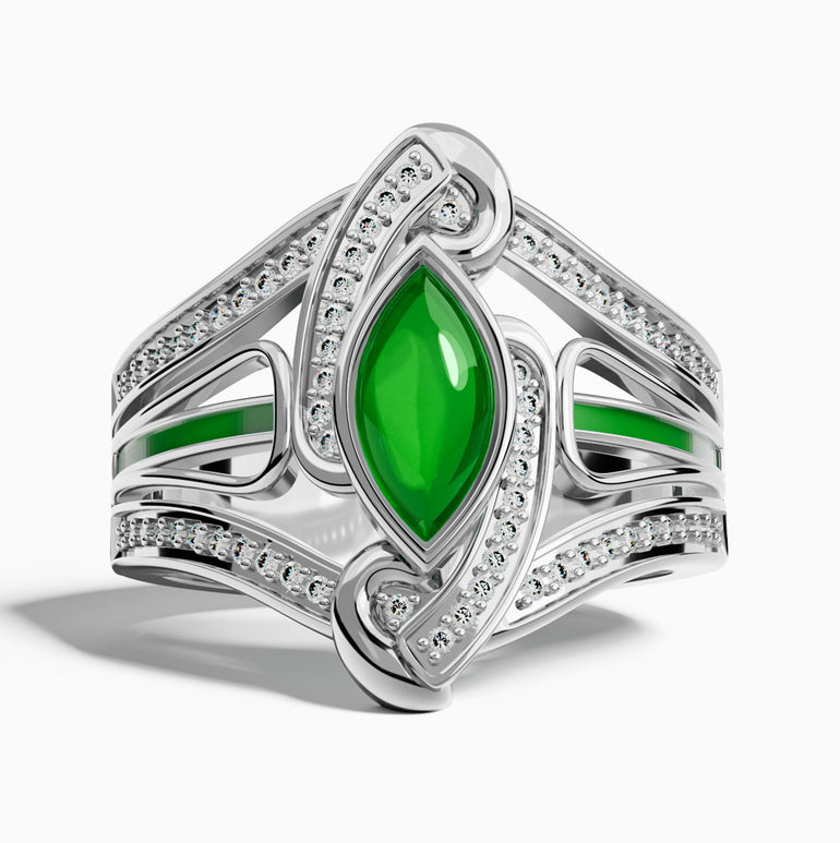 Cyclone Boomerang Ring - Emerald - Serene Western