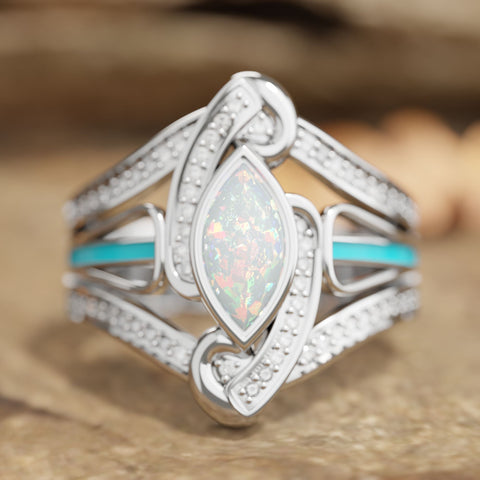 Cyclone Boomerang Ring - Opal