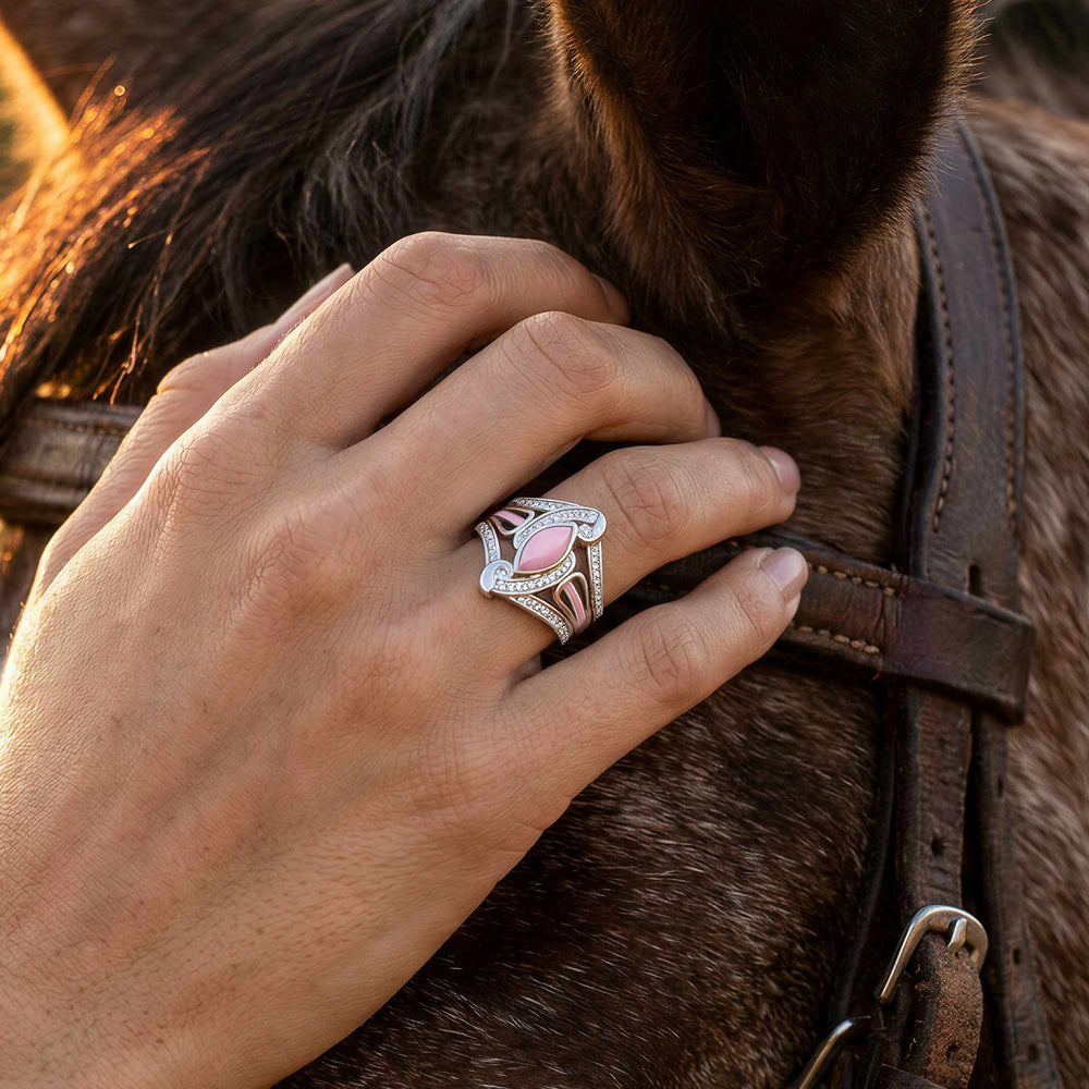 Cyclone Boomerang Ring - Rose Quartz - Serene Western