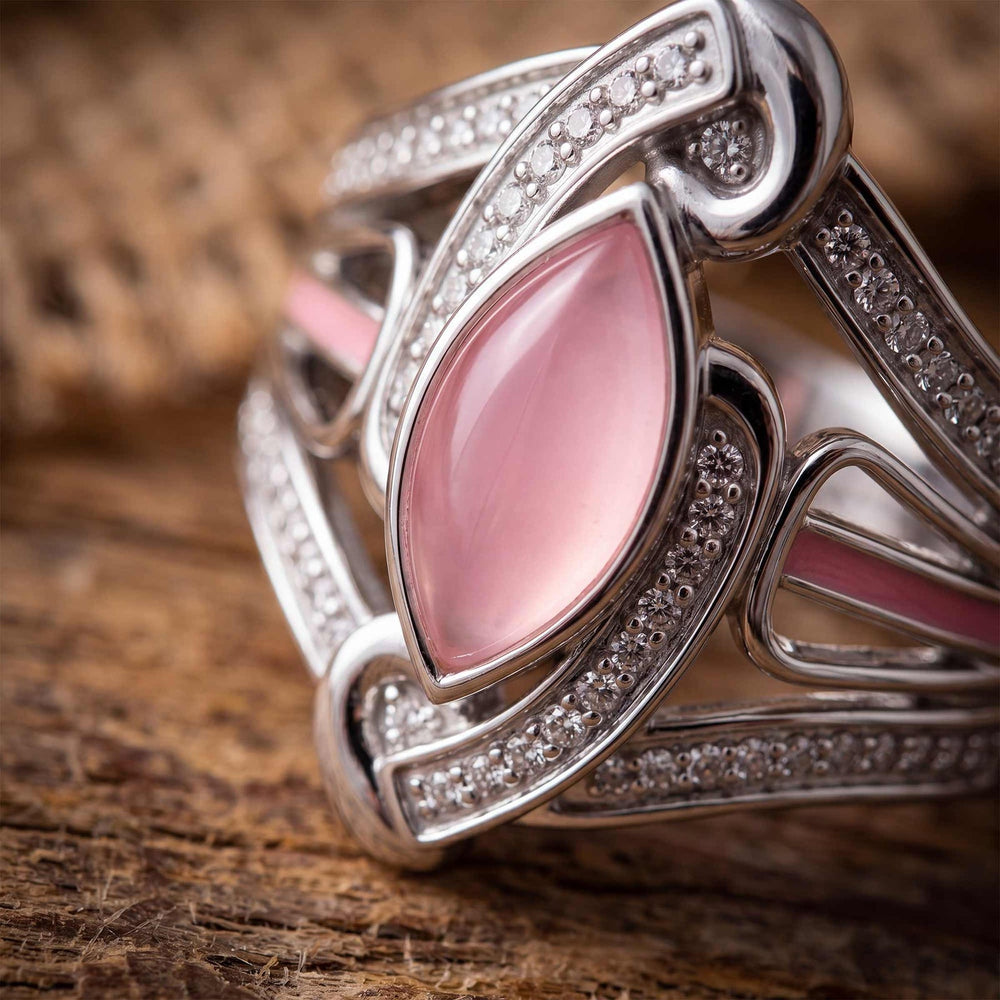 Cyclone Boomerang Ring - Rose Quartz - Serene Western