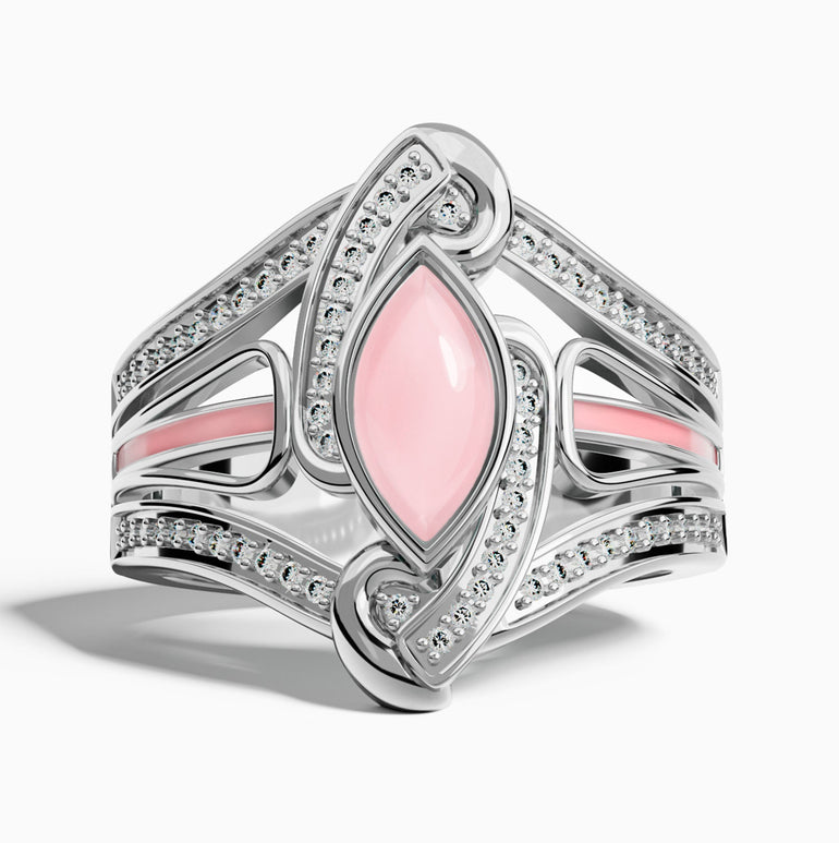 Cyclone Boomerang Ring - Rose Quartz - Serene Western
