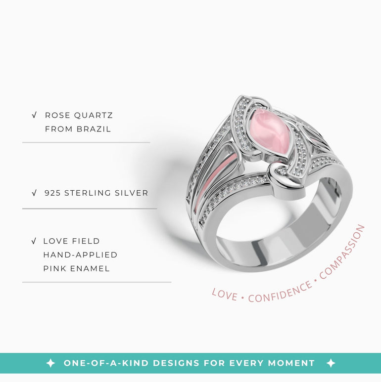 Cyclone Boomerang Ring - Rose Quartz - Serene Western