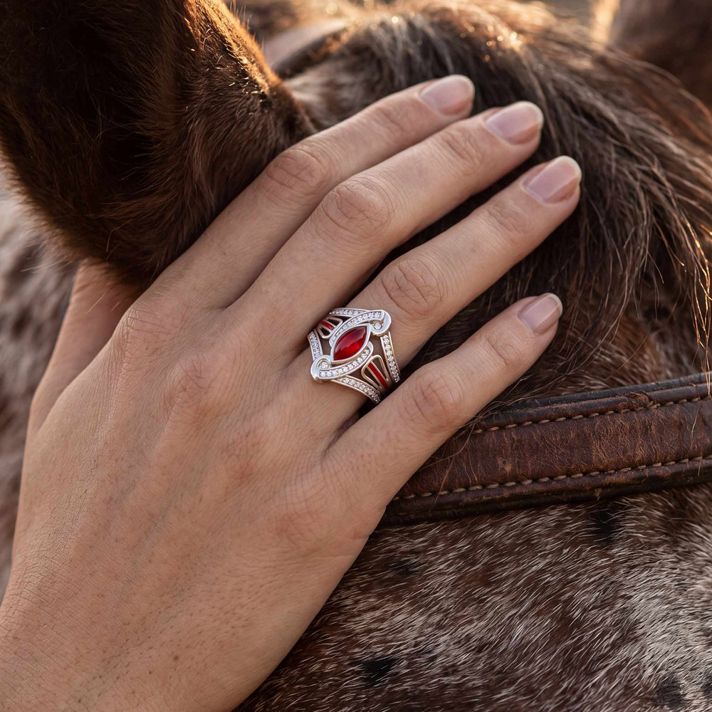 Cyclone Boomerang Ring - Ruby - Serene Western
