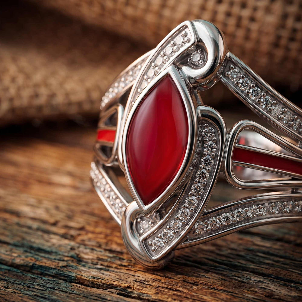 Cyclone Boomerang Ring - Ruby - Serene Western