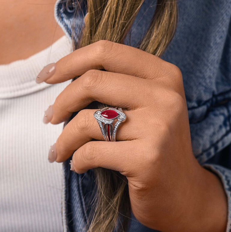 Cyclone Boomerang Ring - Ruby - Serene Western