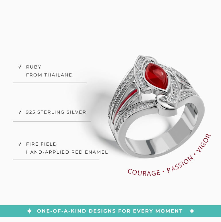 Cyclone Boomerang Ring - Ruby - Serene Western