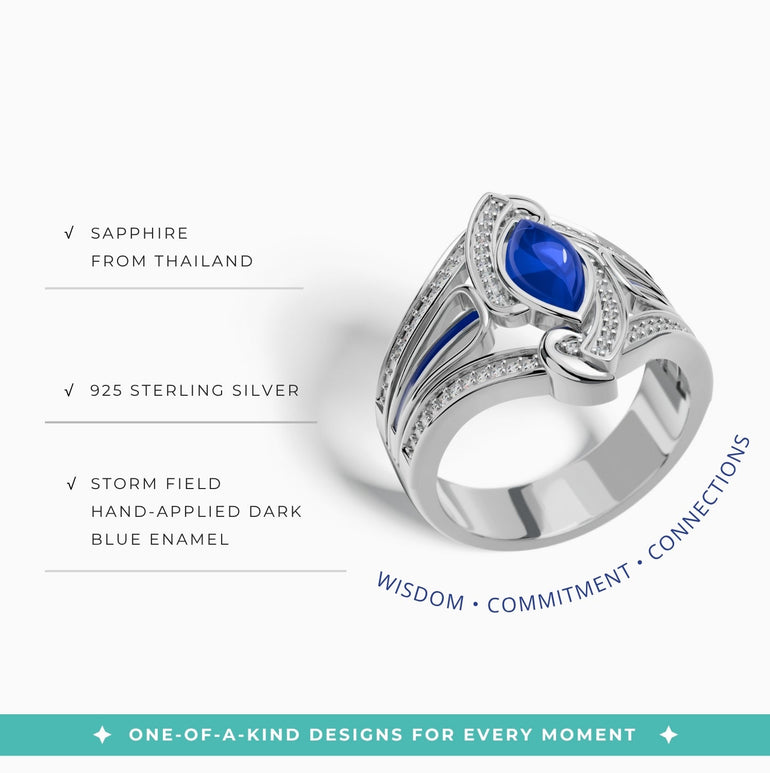 Cyclone Boomerang Ring - Sapphire - Serene Western