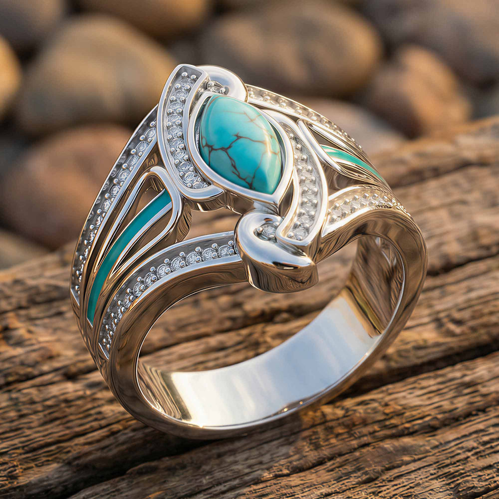 Cyclone Boomerang Ring - Turquoise - Serene Western