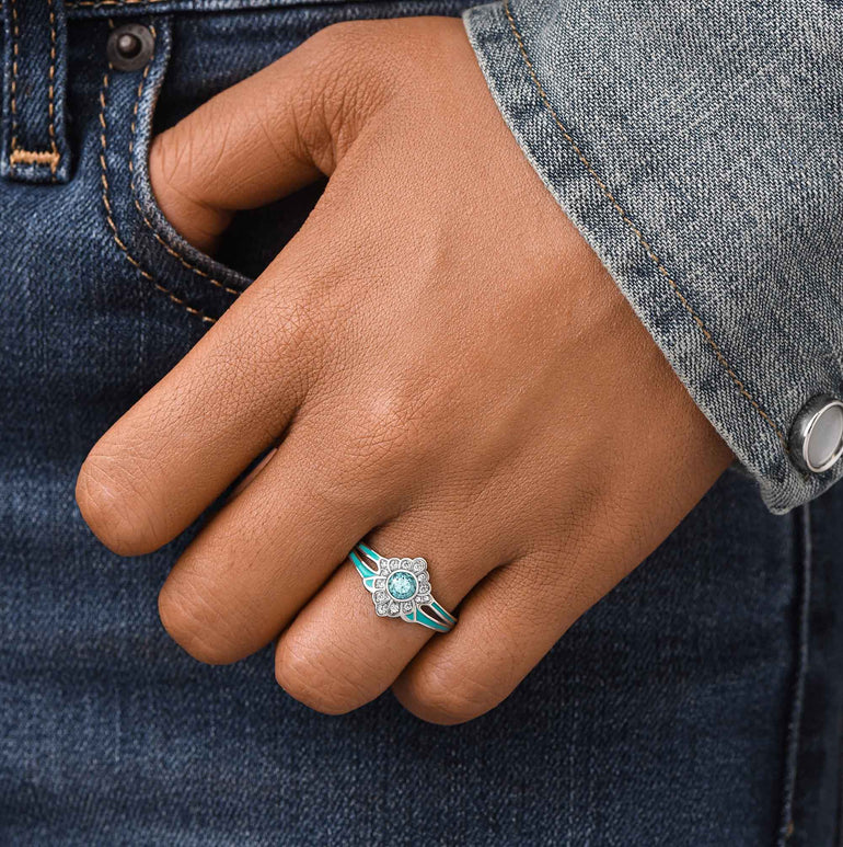 Desert Bloom Ring - Aquamarine - Serene Western